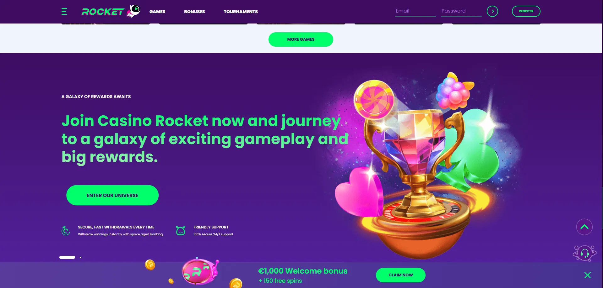 Casino Rocket mobile gaming experience on smartphones and tablets