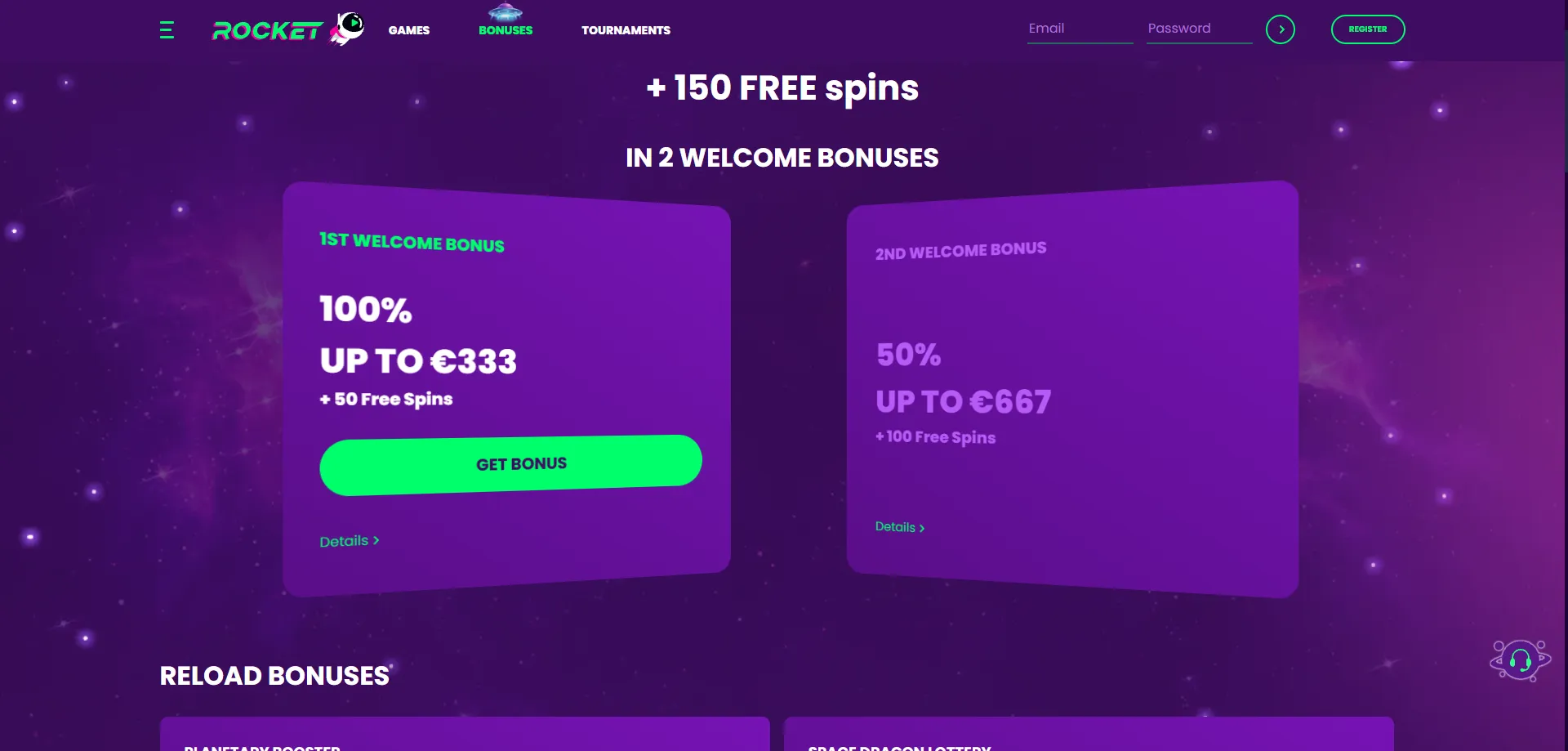 Casino Rocket welcome bonus offer for new Australian players